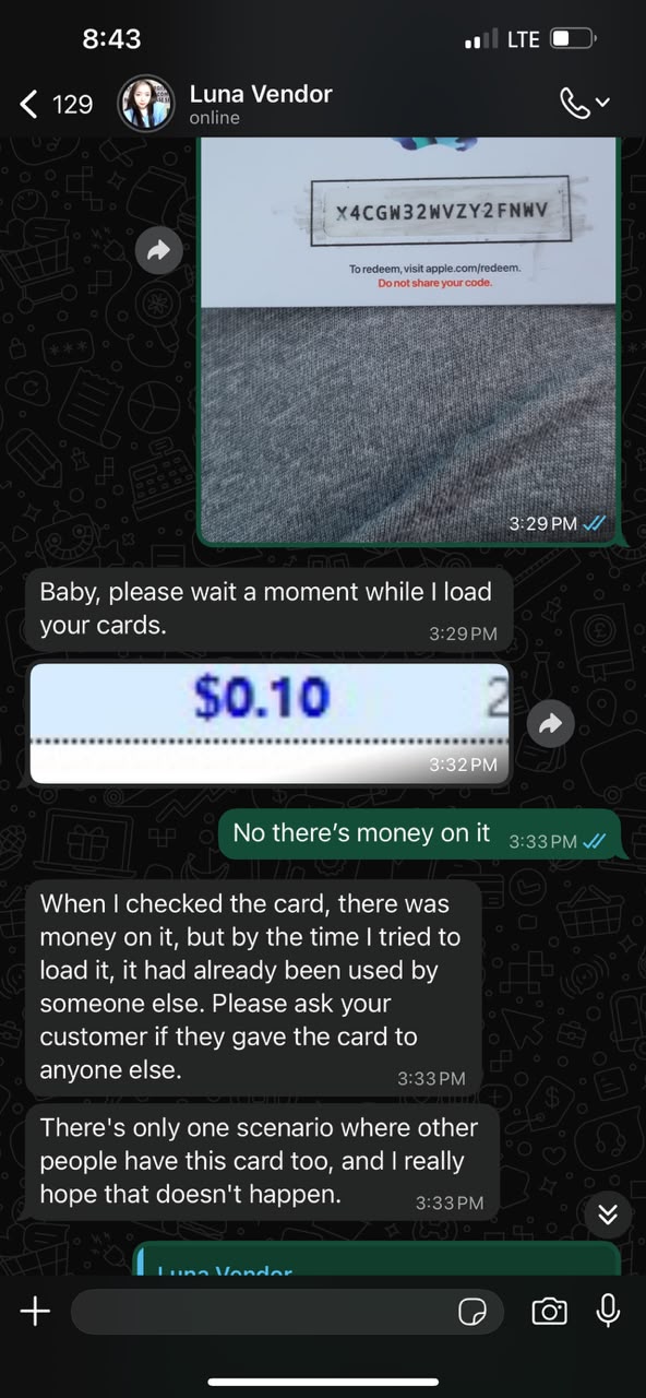 Seller report screenshot for +86 158 979 693 20